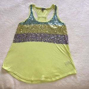 Express Neon Sequin Stripe Tank Top